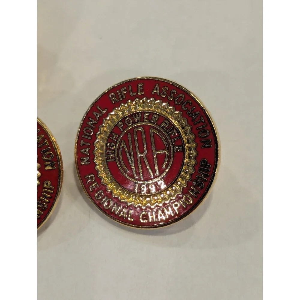 VTG NRA Rifle Assoc Pin Back Tie Tack Lapel Pin Red Gold Lot Of 4